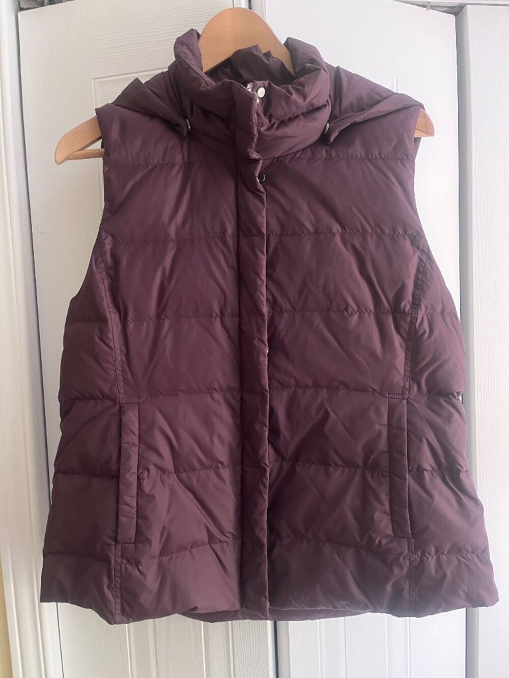 Eileen Fisher Plum Quilted  Hooded Vest